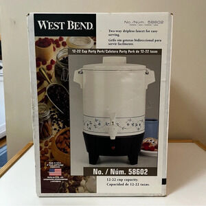Vintage West Bend 12-22 Cup Party Perk Coffee And Tea Dispenser - New in Box